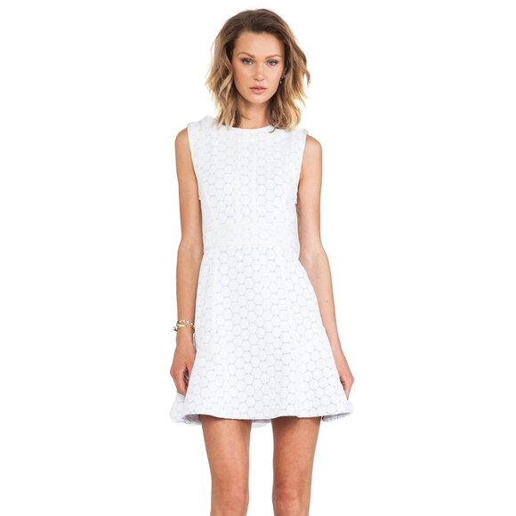 Marc By Marc Jacobs Dresses & Skirts - Marc By Marc Jacobs Leyna Dotty Ponte Dress M White Fit & Flare Sleeveless Back